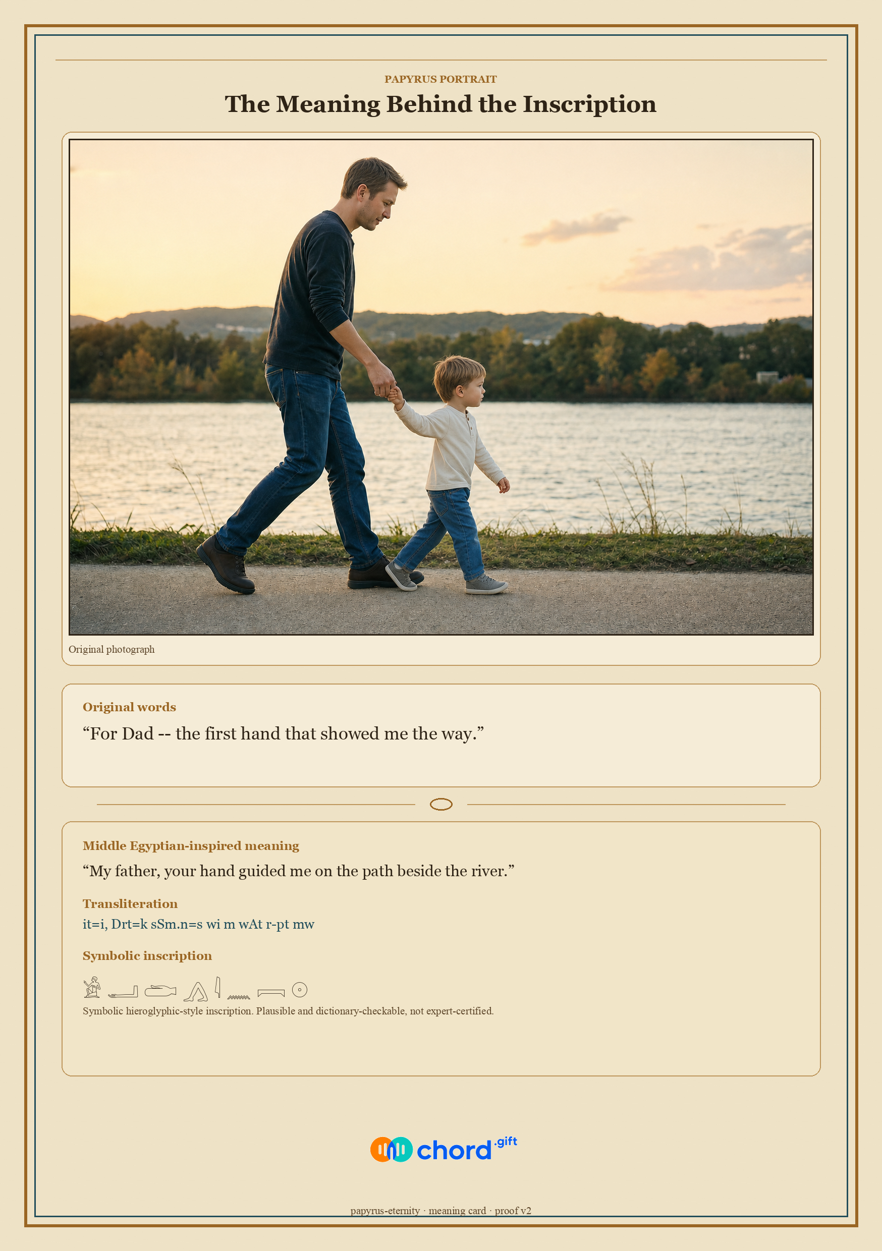 Inscription + meaning card